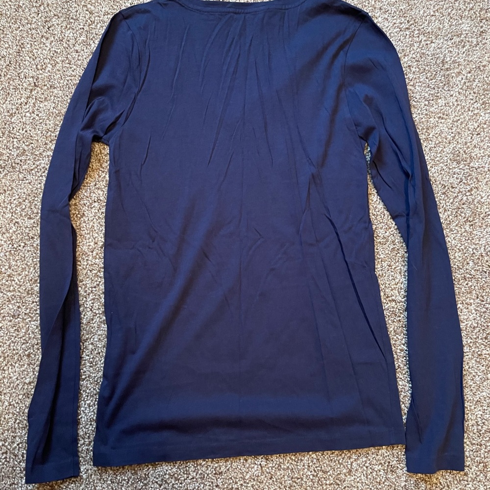 Ralph Lauren Sport Navy Long Sleeve Tee with White Logo Size Medium - Picture 3 of 5